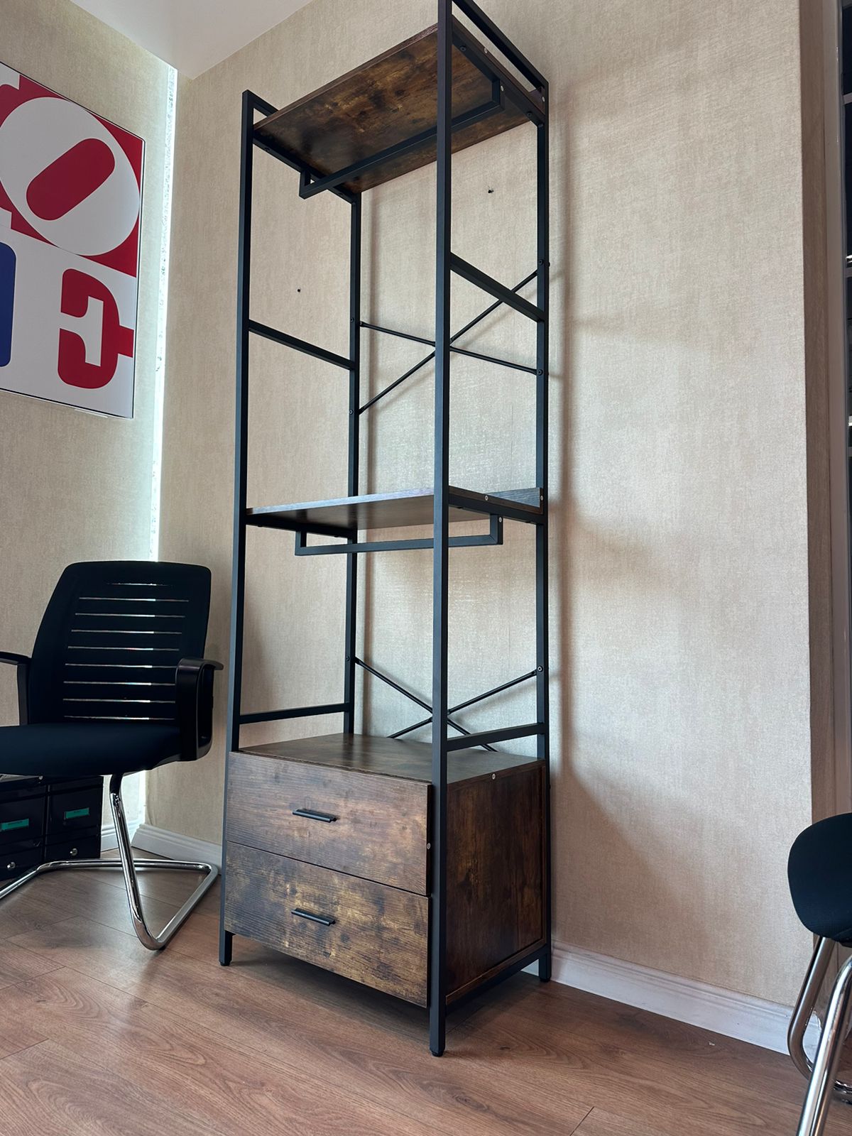 Standing Rack with Wooden Shelves