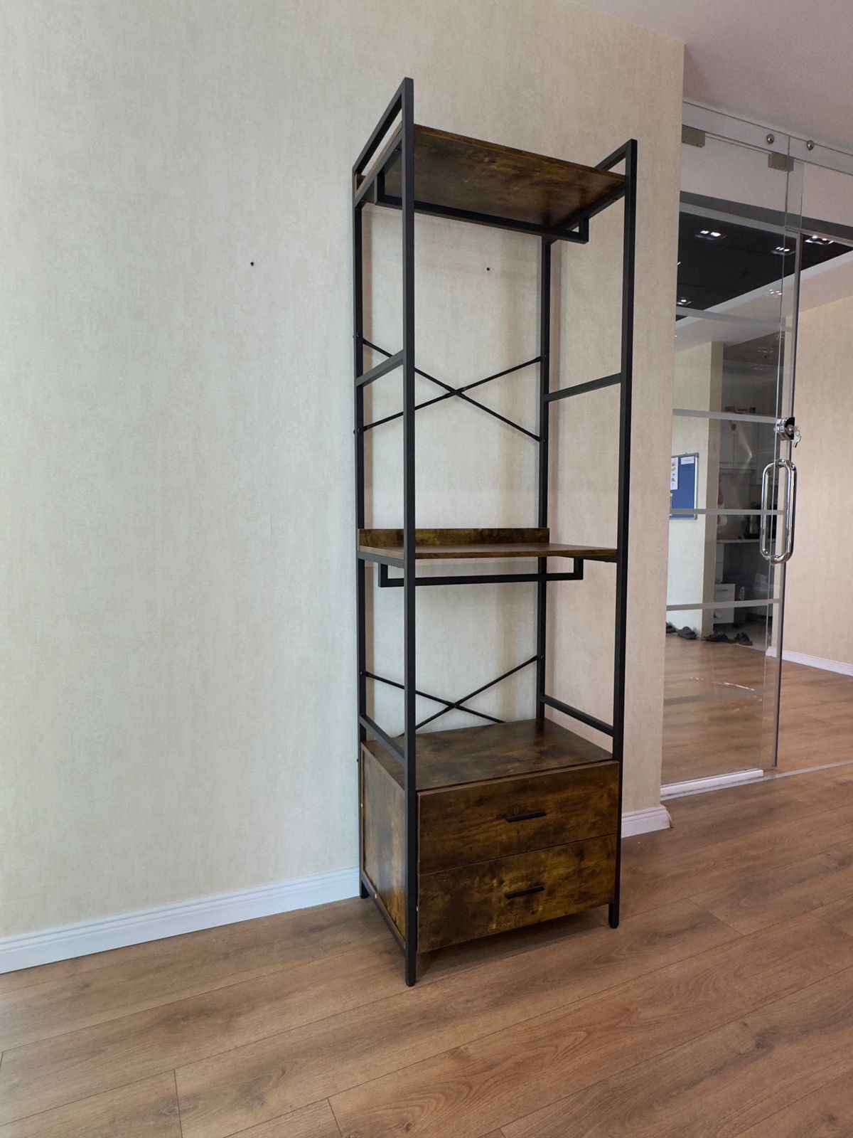 Standing Rack with Wooden Shelves