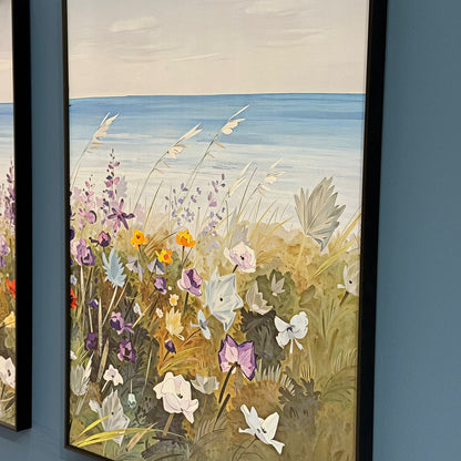 3 Pieces – Coastal Floral Landscape Framed Wall Art Set