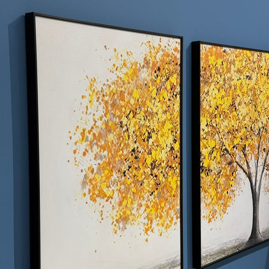 Golden Autumn Tree – Modern Wall Art Set (3 Pieces)