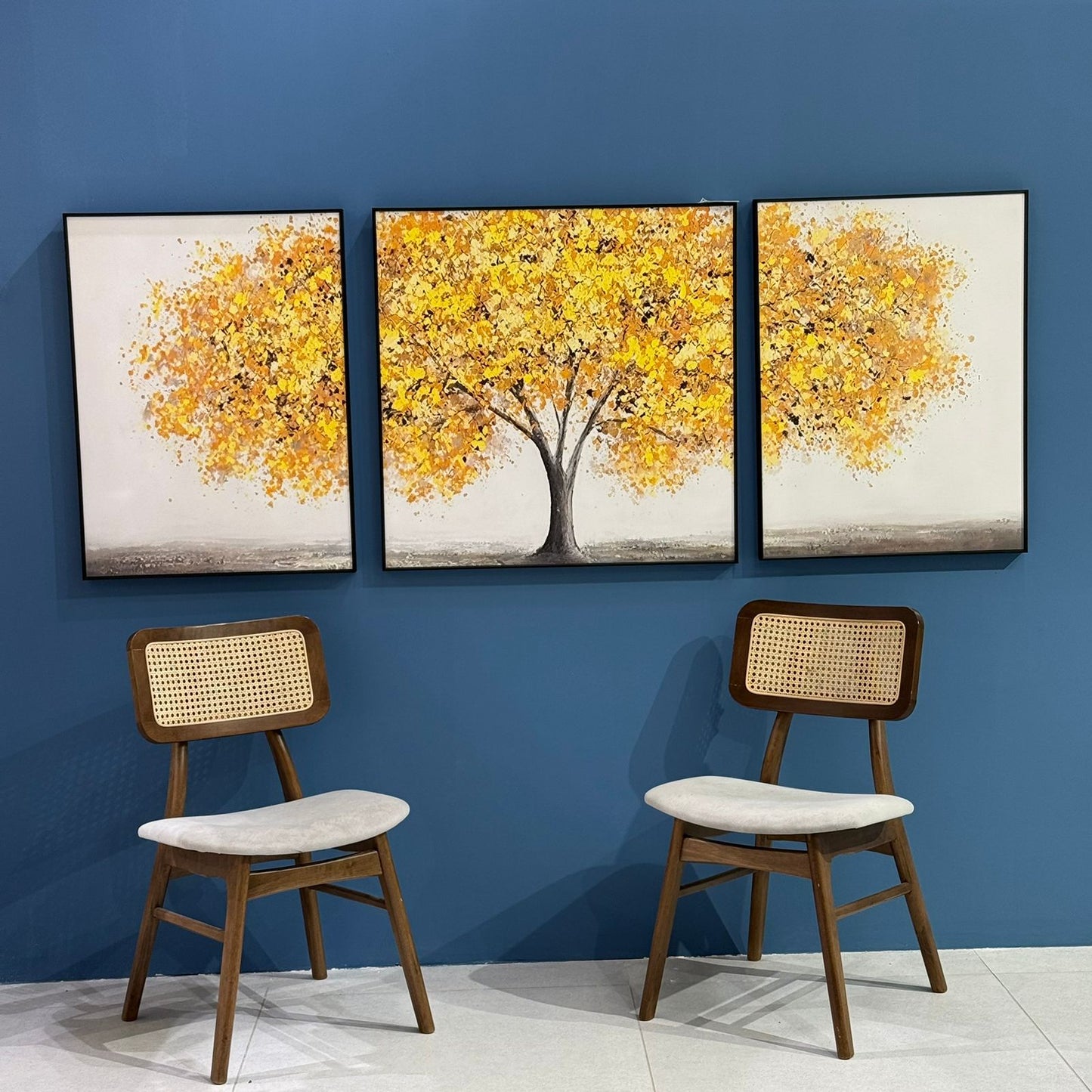 Golden Autumn Tree – Modern Wall Art Set (3 Pieces)