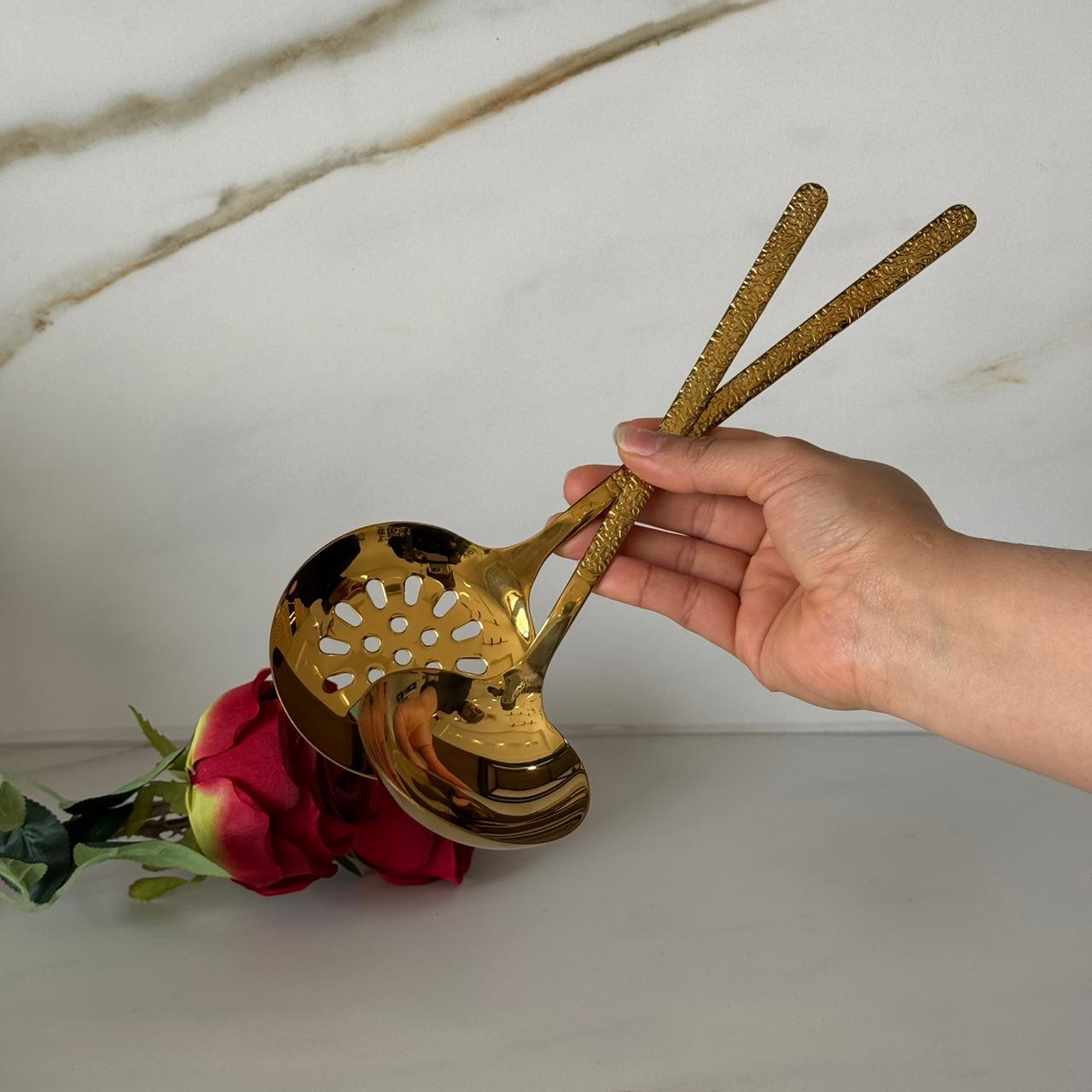 Luxury Gold / Silver Stainless Steel Skimmer & Ladle Set