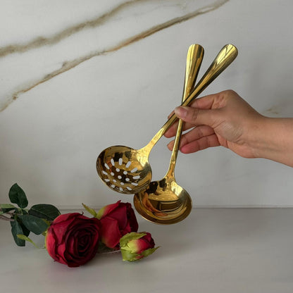Luxury Gold / Silver Stainless Steel Skimmer & Ladle Set