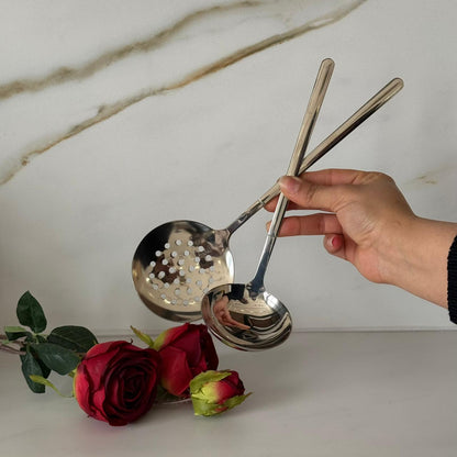 Luxury Gold / Silver Stainless Steel Skimmer & Ladle Set