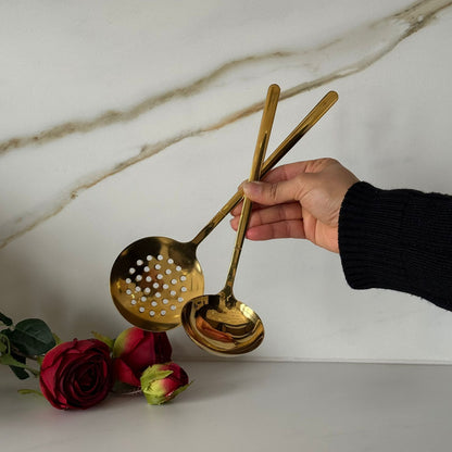 Luxury Gold / Silver Stainless Steel Skimmer & Ladle Set