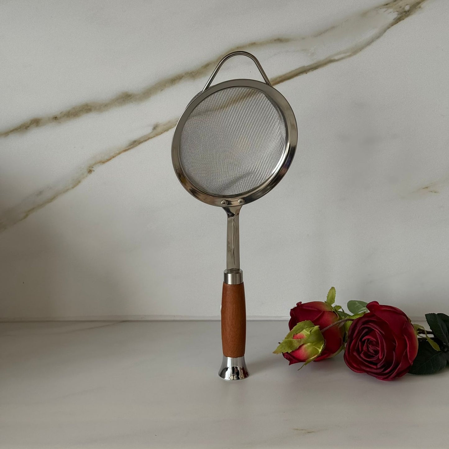 Stainless Steel Kitchen Utensil Collection with Wooden Handles