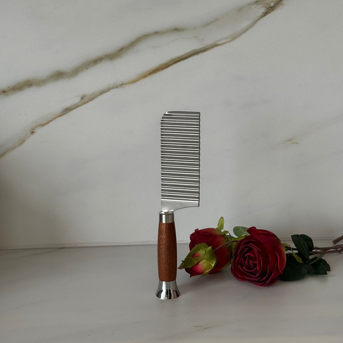 Stainless Steel Kitchen Utensil Collection with Wooden Handles