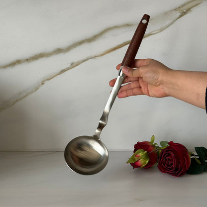Stainless Steel Kitchen Tool Collection with Wooden Handles