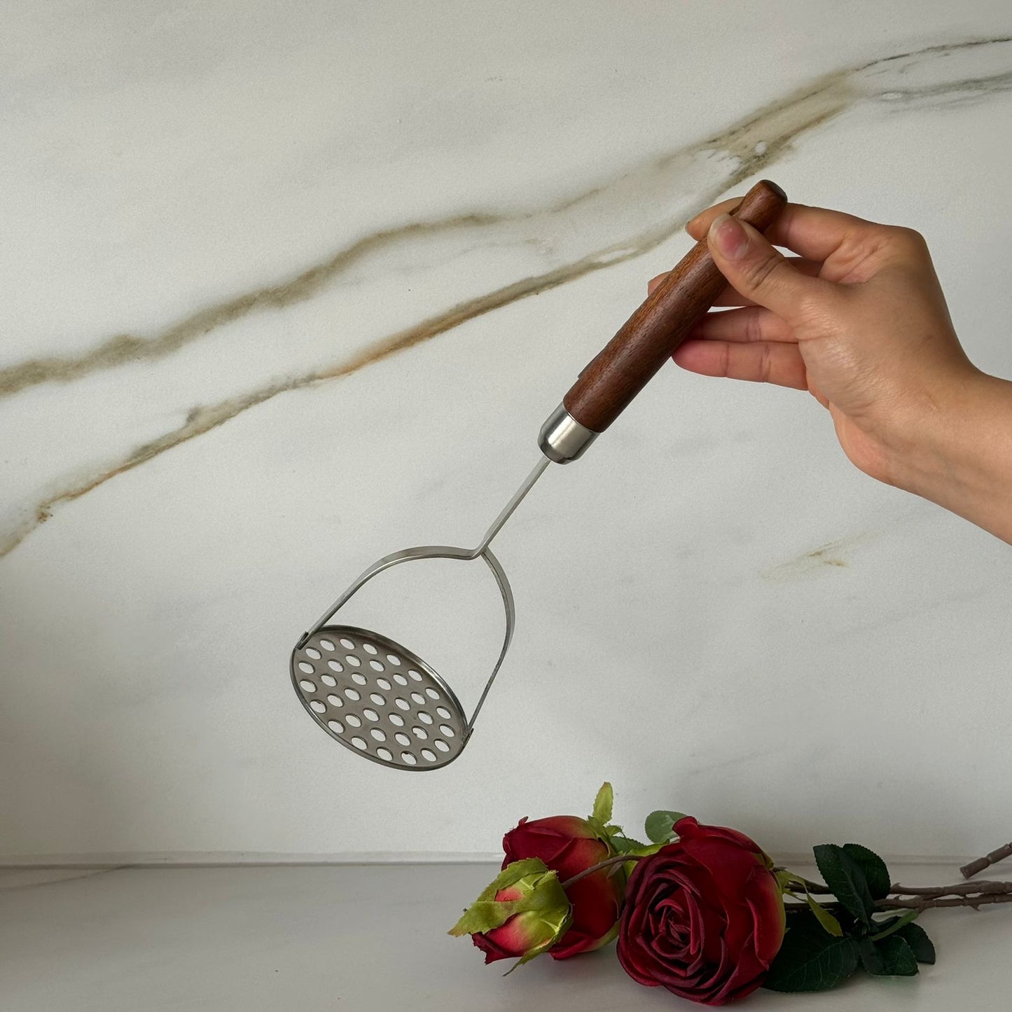 Stainless Steel Kitchen Tool Collection with Wooden Handles