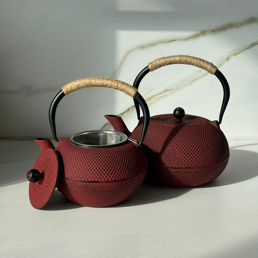 إبريق شاي من الخزف الحجري مع مصفاة من الفولاذ المقاوم للصدأ