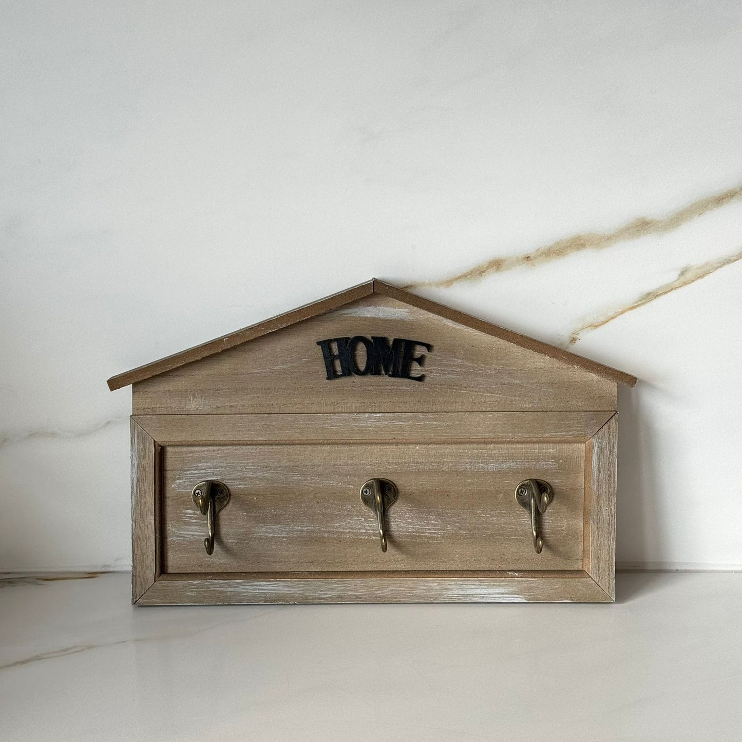 Decorative Wooden Wall Key Holder with Hooks – Home Style