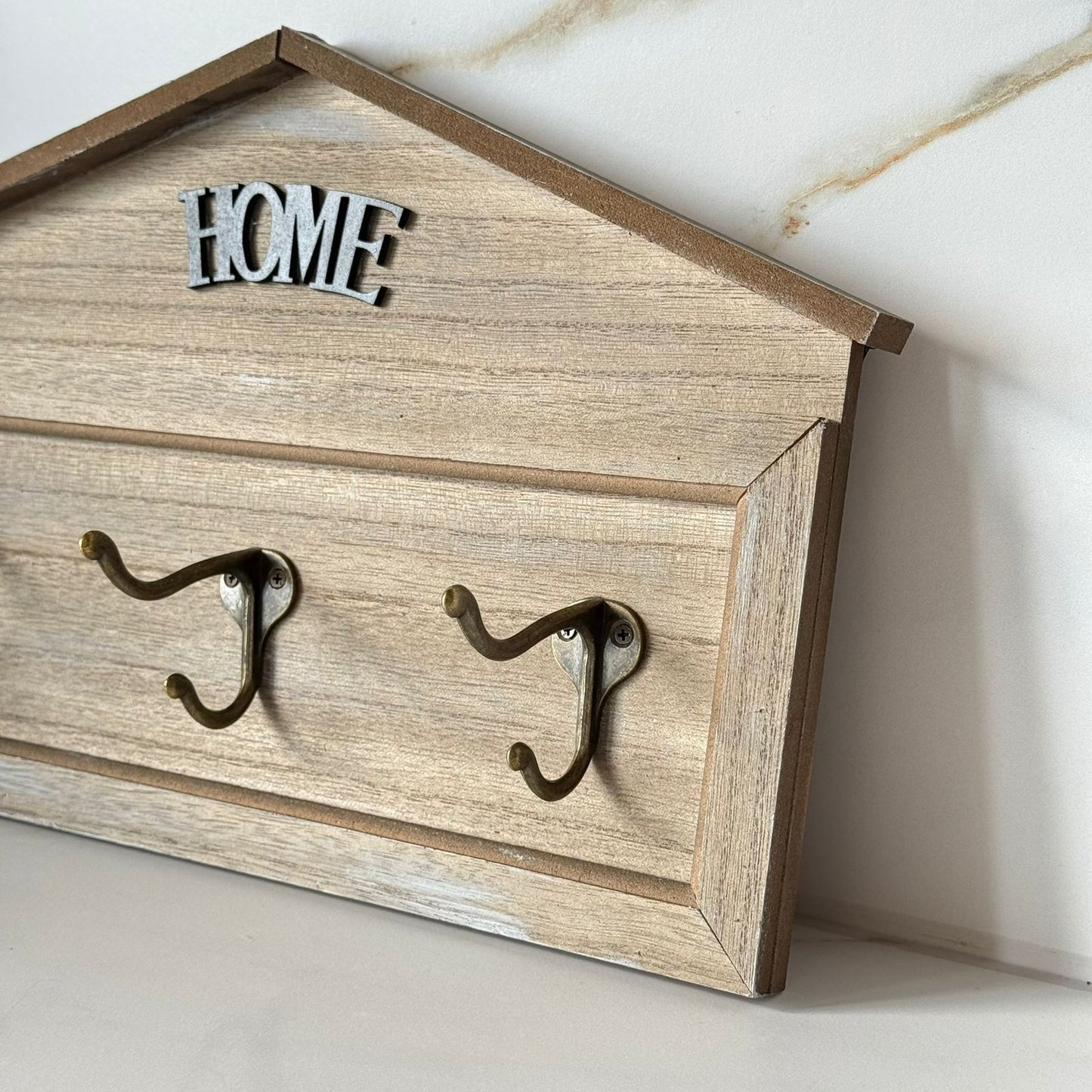 Decorative Wooden Wall Key Holder with Hooks – Home Style