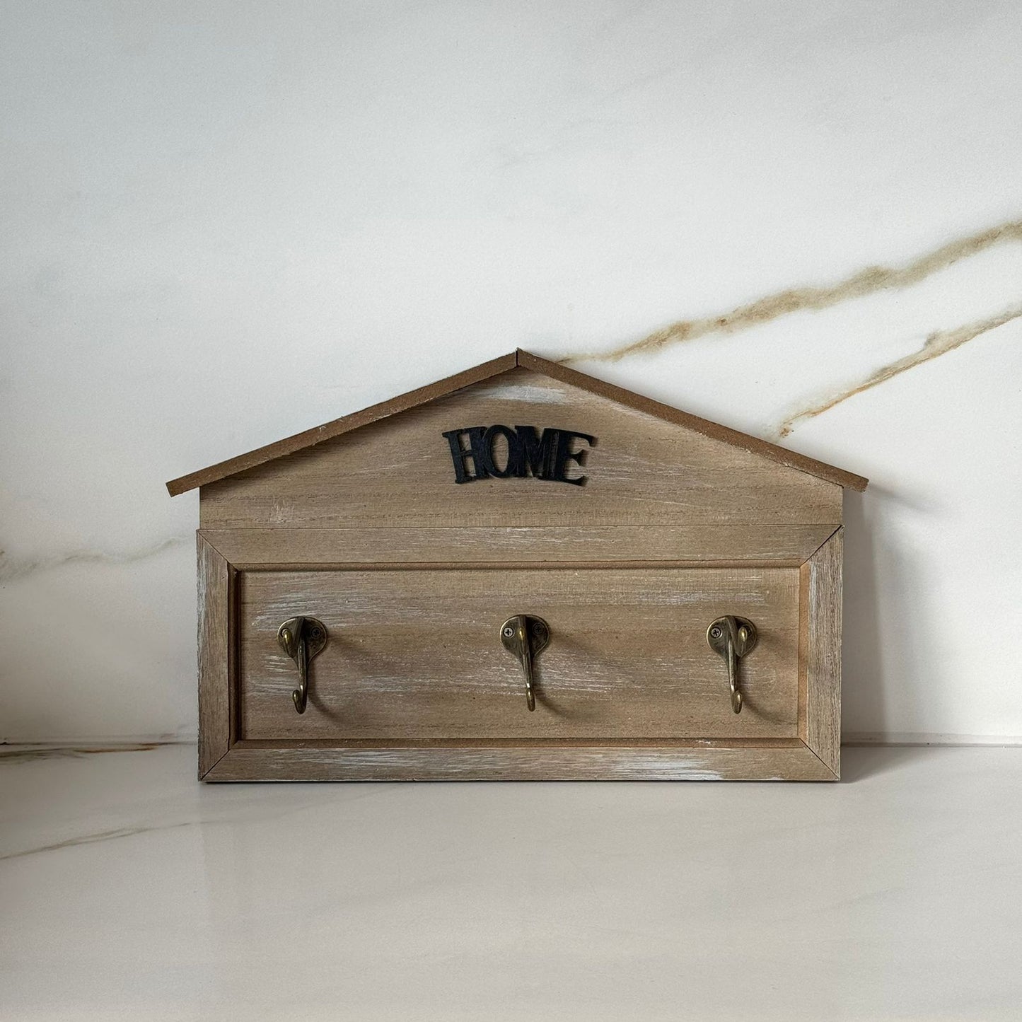 Decorative Wooden Wall Key Holder with Hooks – Home Style