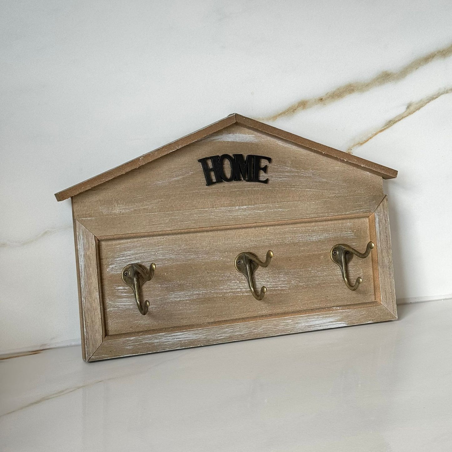 Decorative Wooden Wall Key Holder with Hooks – Home Style