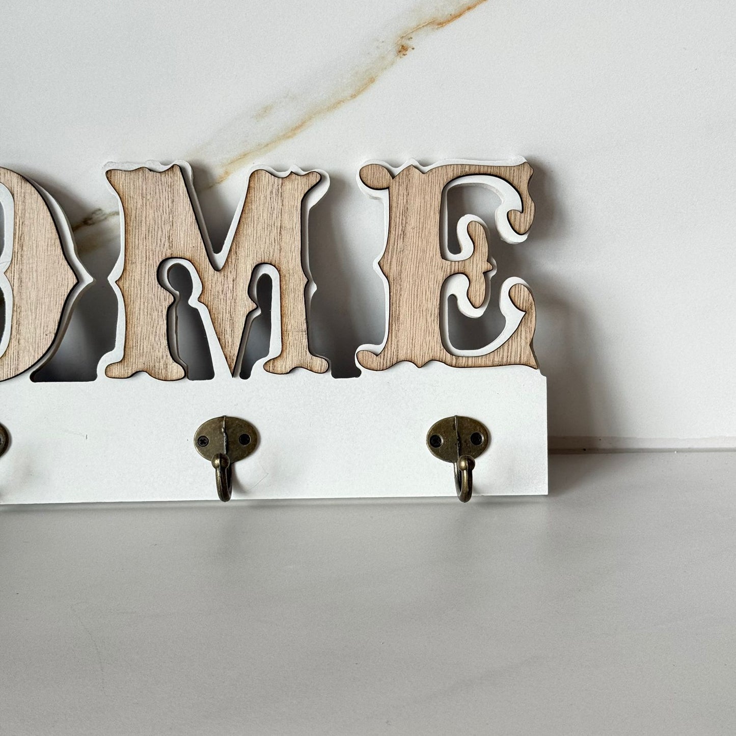 Decorative Wooden Wall Key Holder with Hooks – Home Style