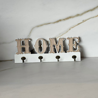 Decorative Wooden Wall Key Holder with Hooks – Home Style