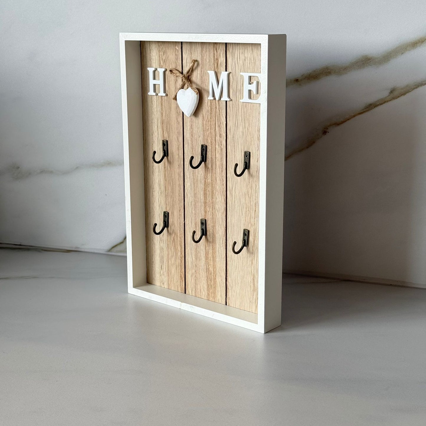 Decorative Wooden Wall Key Holder with Hooks – Home Style