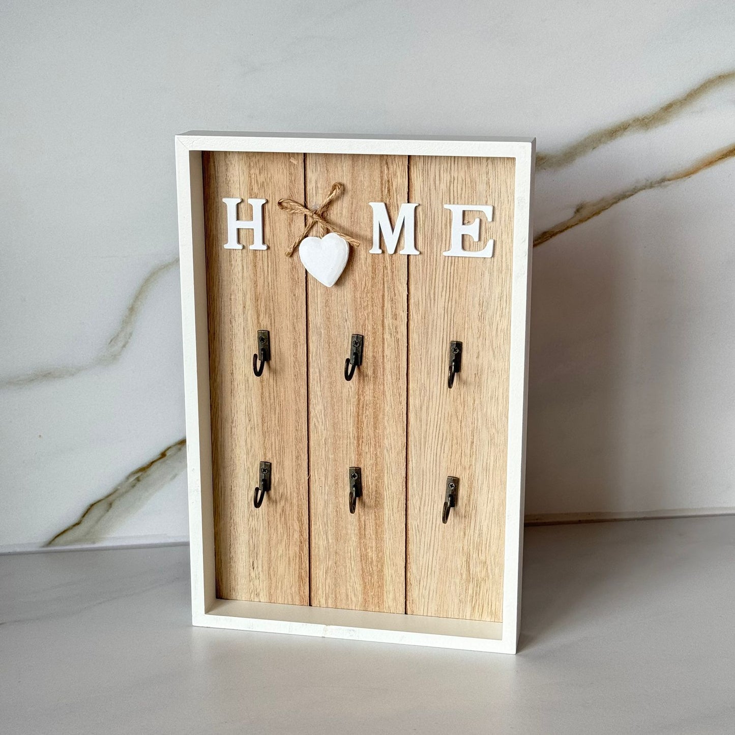 Decorative Wooden Wall Key Holder with Hooks – Home Style