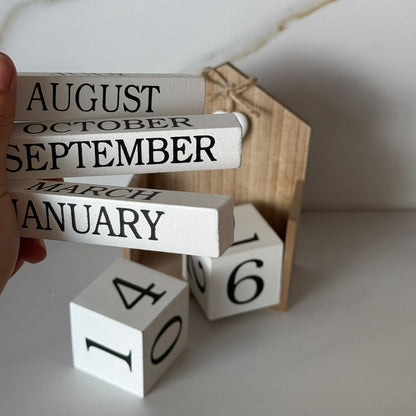 Wooden Perpetual Desk Calendar Block Set