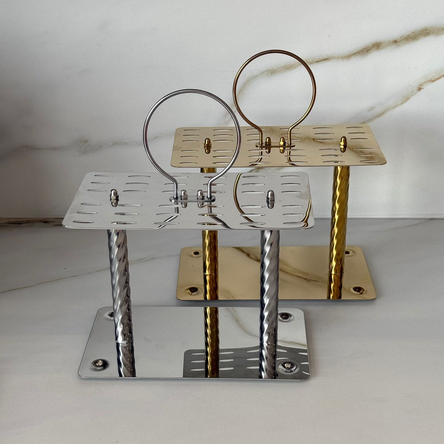 Luxury Gold Stainless Steel Cutlery Stand with Handle