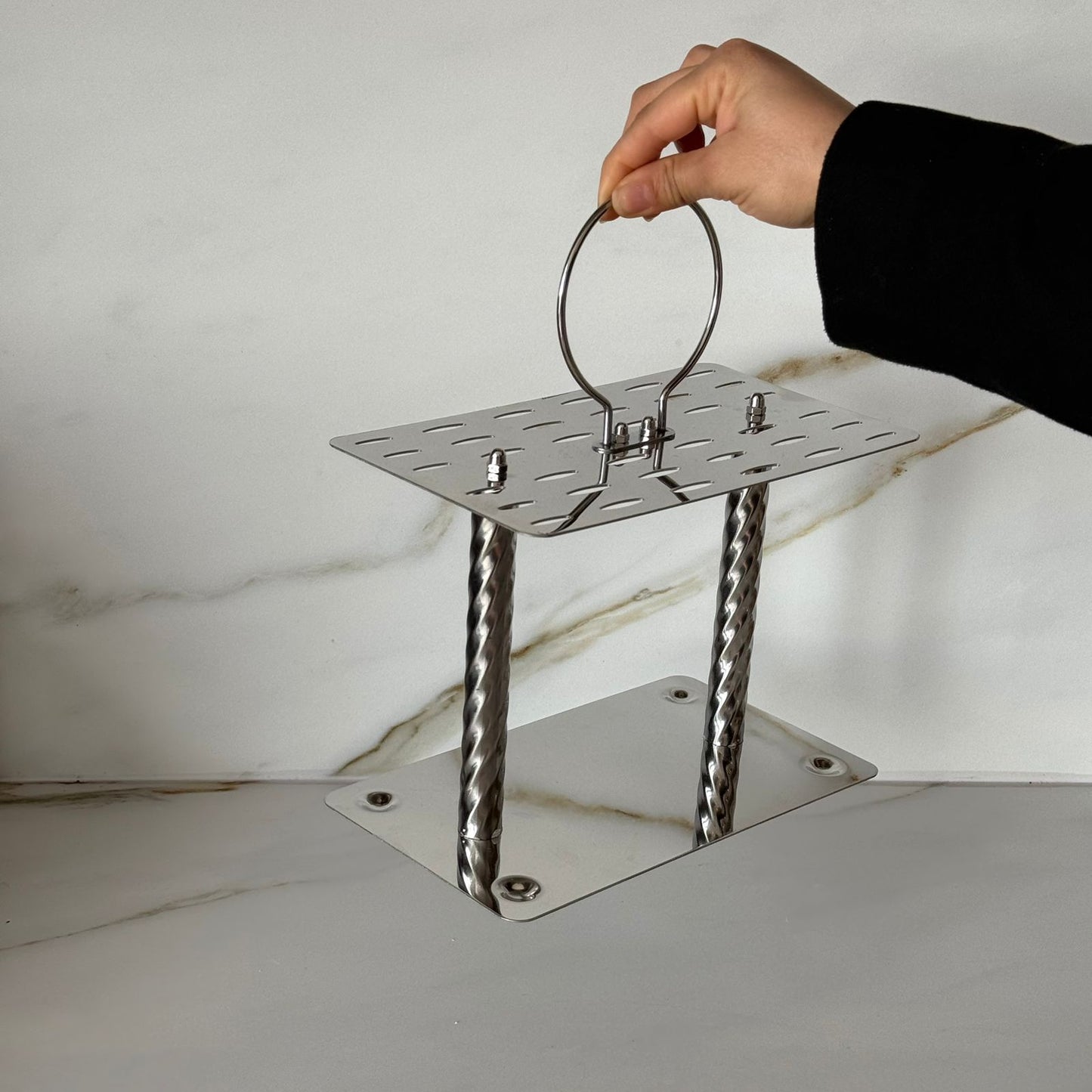 Luxury Gold Stainless Steel Cutlery Stand with Handle
