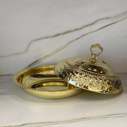 Luxury Gold Serving Dish with Decorative Lid
