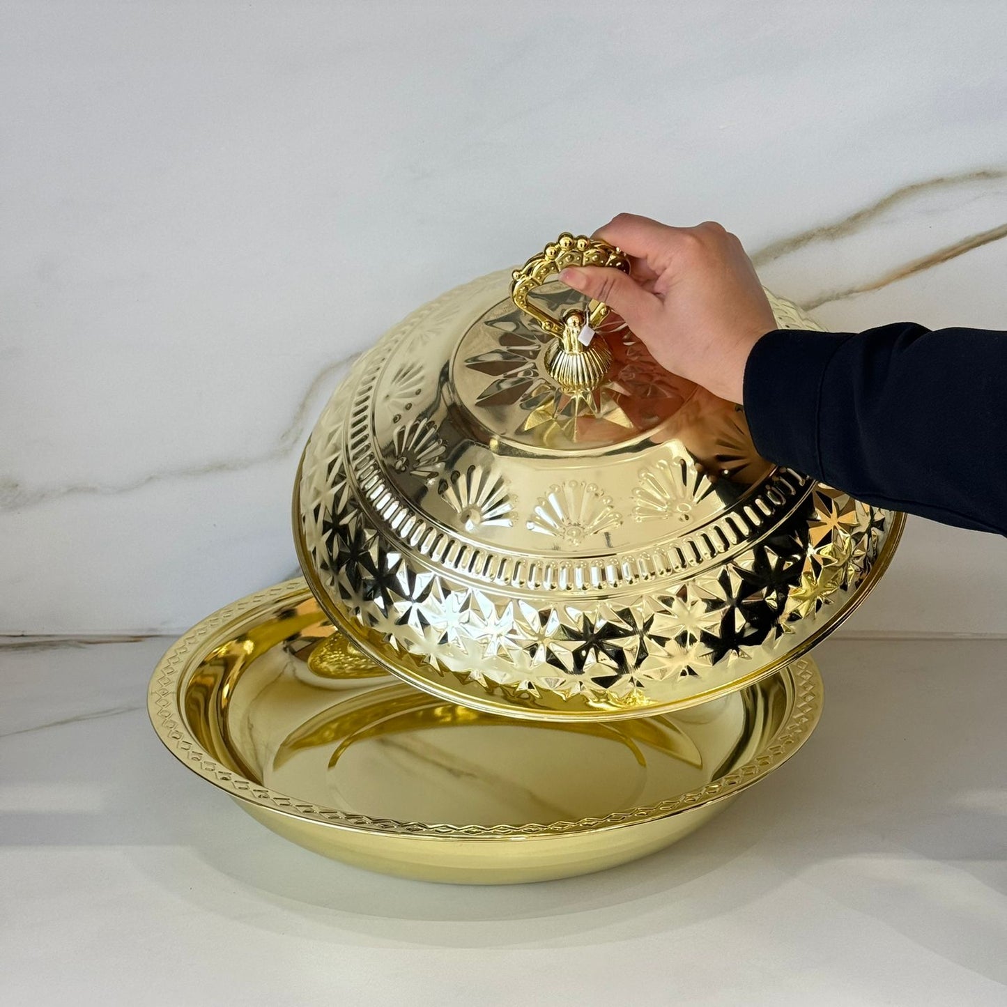 Luxury Gold Serving Dish with Decorative Lid