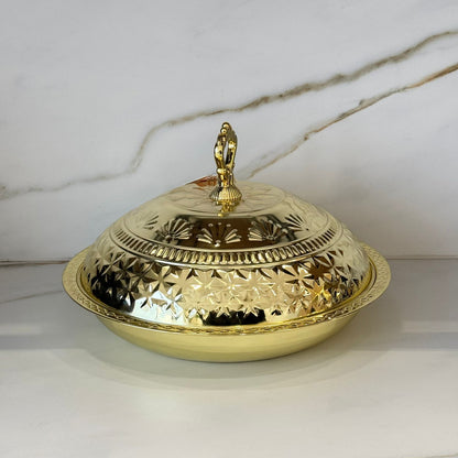 Luxury Gold Serving Dish with Decorative Lid