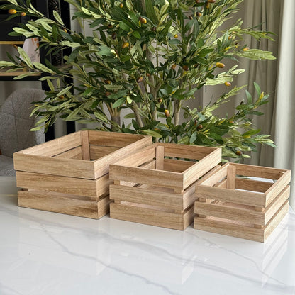 3-Sized Rustic Wooden Display Crate Set