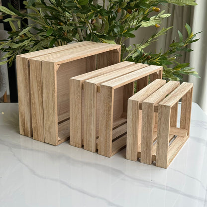 3-Sized Rustic Wooden Display Crate Set