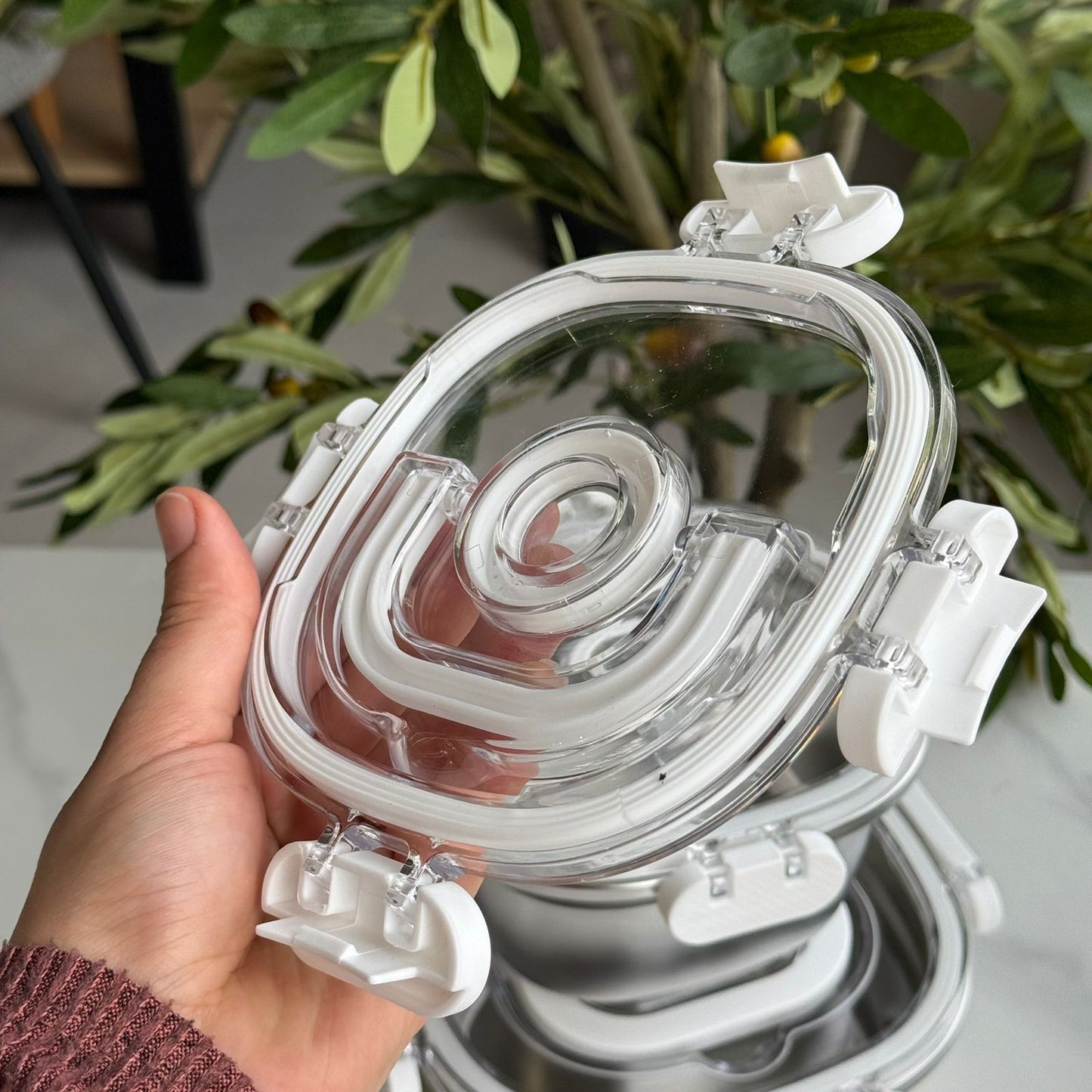 3 PCS – Elegant Airtight Silver Stainless Steel Bowl Set with Lids