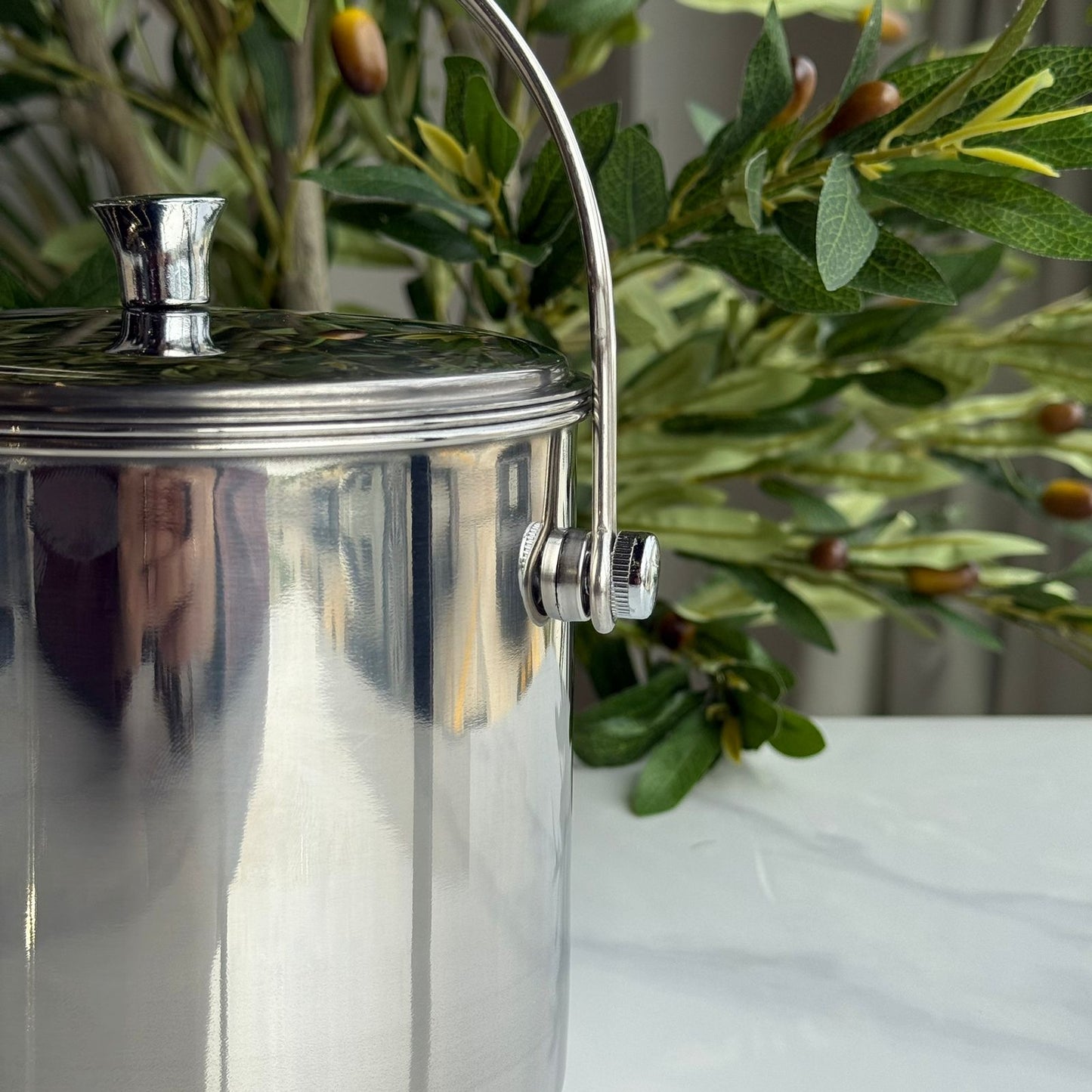 Stainless Steel Ice Bucket with Strainer & Lid