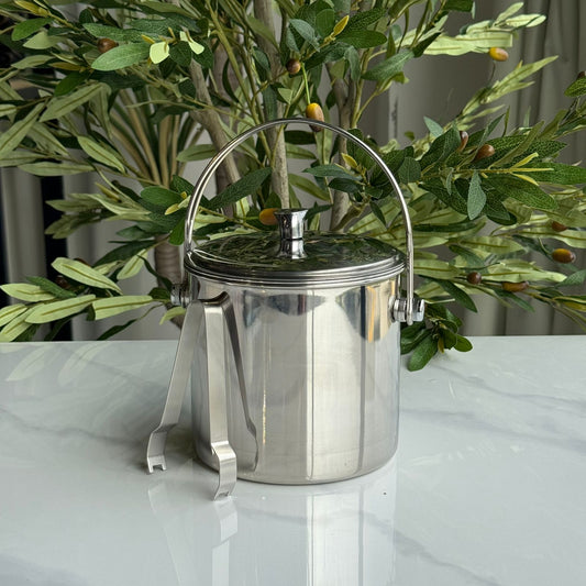 Stainless Steel Ice Bucket with Strainer & Lid