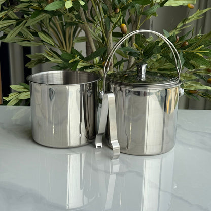 Stainless Steel Ice Bucket with Strainer & Lid