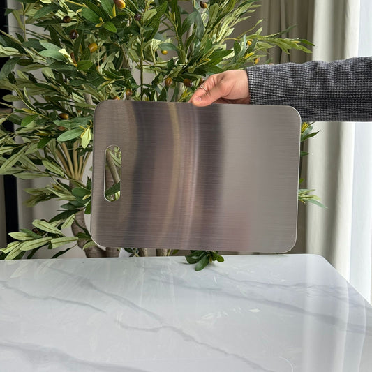 Brushed Stainless Steel Cutting Board with Handle