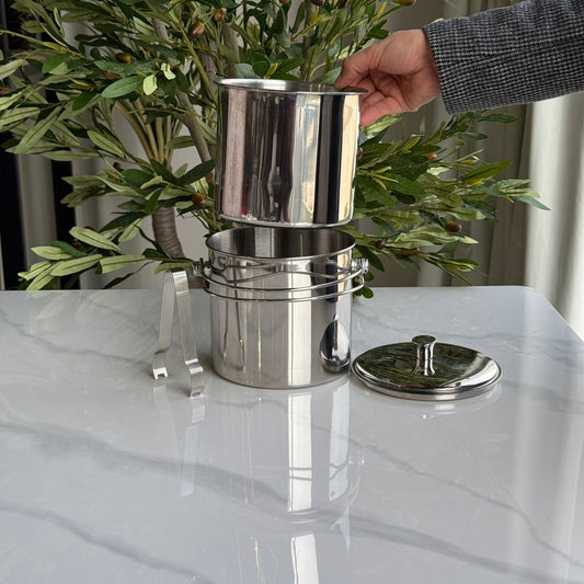 Stainless Steel Ice Bucket with Strainer & Lid