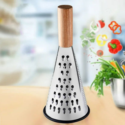 Multi-Purpose Stainless Steel Grater with Wooden Handle