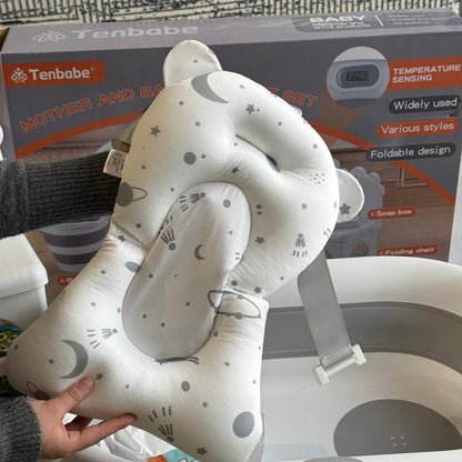 Foldable Baby Bathtub Set with Temperature Sensor & Accessories