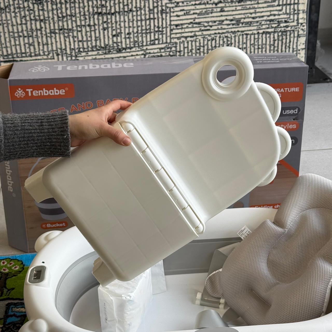 Foldable Baby Bathtub Set with Temperature Sensor & Accessories