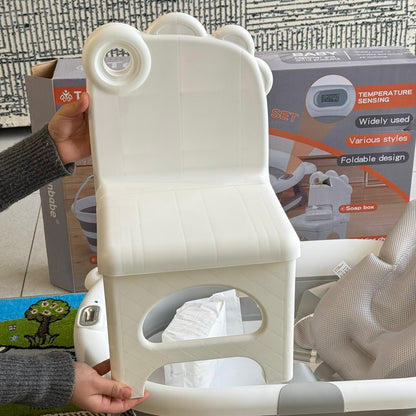 Foldable Baby Bathtub Set with Temperature Sensor & Accessories