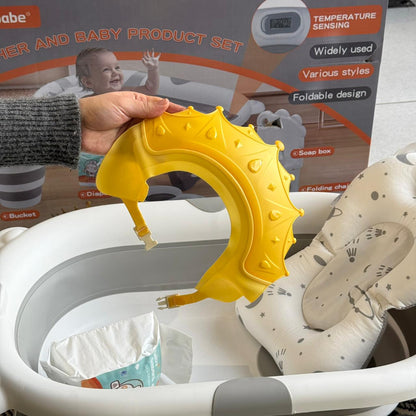 Foldable Baby Bathtub Set with Temperature Sensor & Accessories