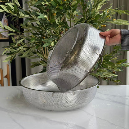 Stainless Steel Deep Colander Strainer with Dual Handles
