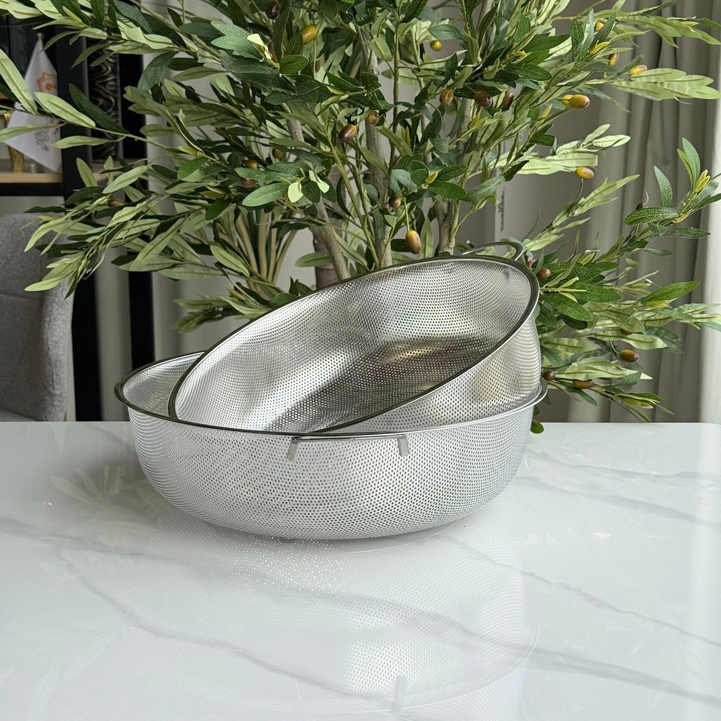 Stainless Steel Deep Colander Strainer with Dual Handles