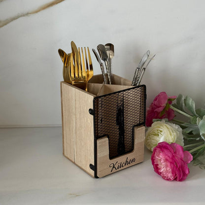 Wooden Cutlery Organizer – Utensil Holder
