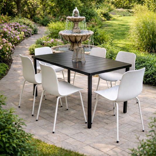 Modern Chair & Nova Table Outdoor Furniture Set (Black & White)