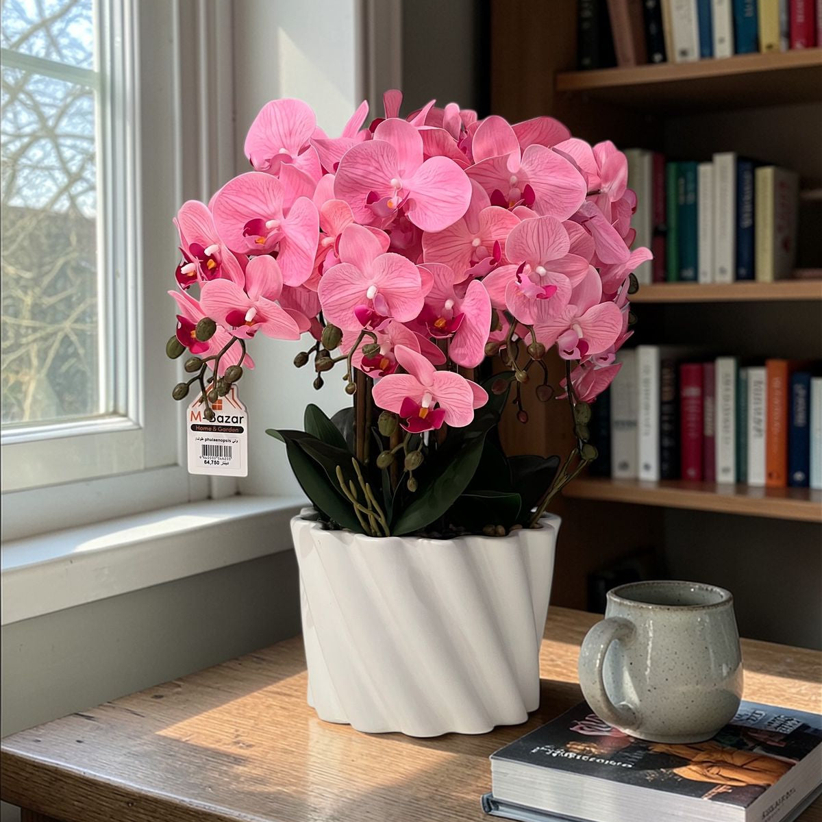 Elegant Orchid Artificial Flower with Decorative Vase - Pink & White