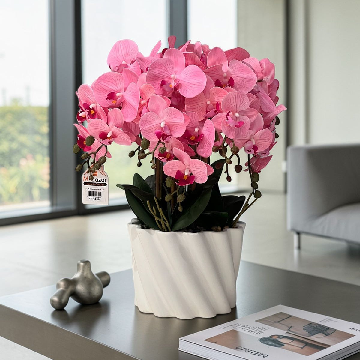 Elegant Orchid Artificial Flower with Decorative Vase - Pink & White