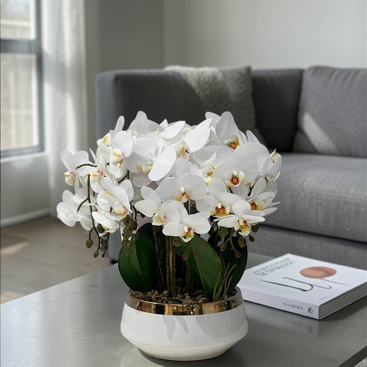 Elegant Orchid Artificial Flower with Decorative Vase