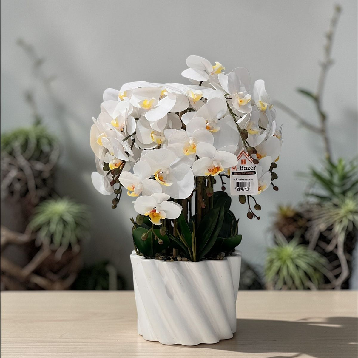 Elegant Orchid Artificial Flower with Decorative Vase - Pink & White