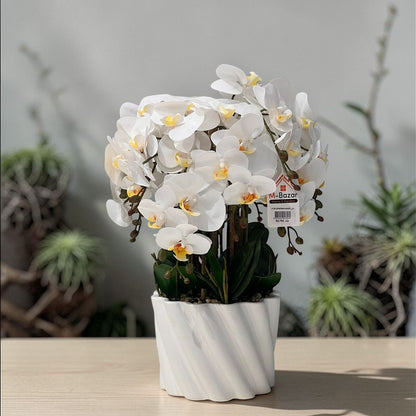 Elegant Orchid Artificial Flower with Decorative Vase - Pink & White